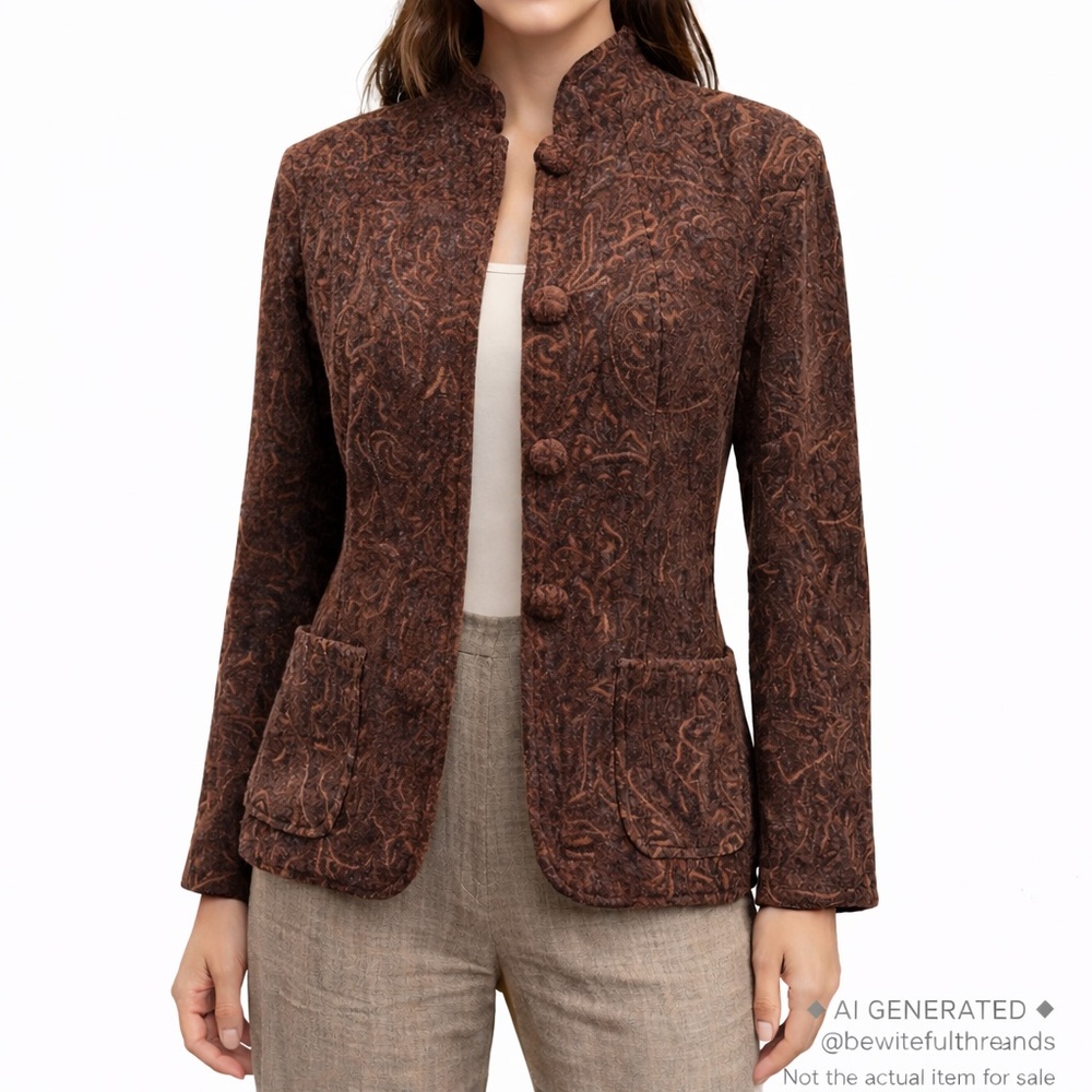 Two Star Dog M/L Brown Paisley Tapestry Blazer Artsy Teacher Y2K